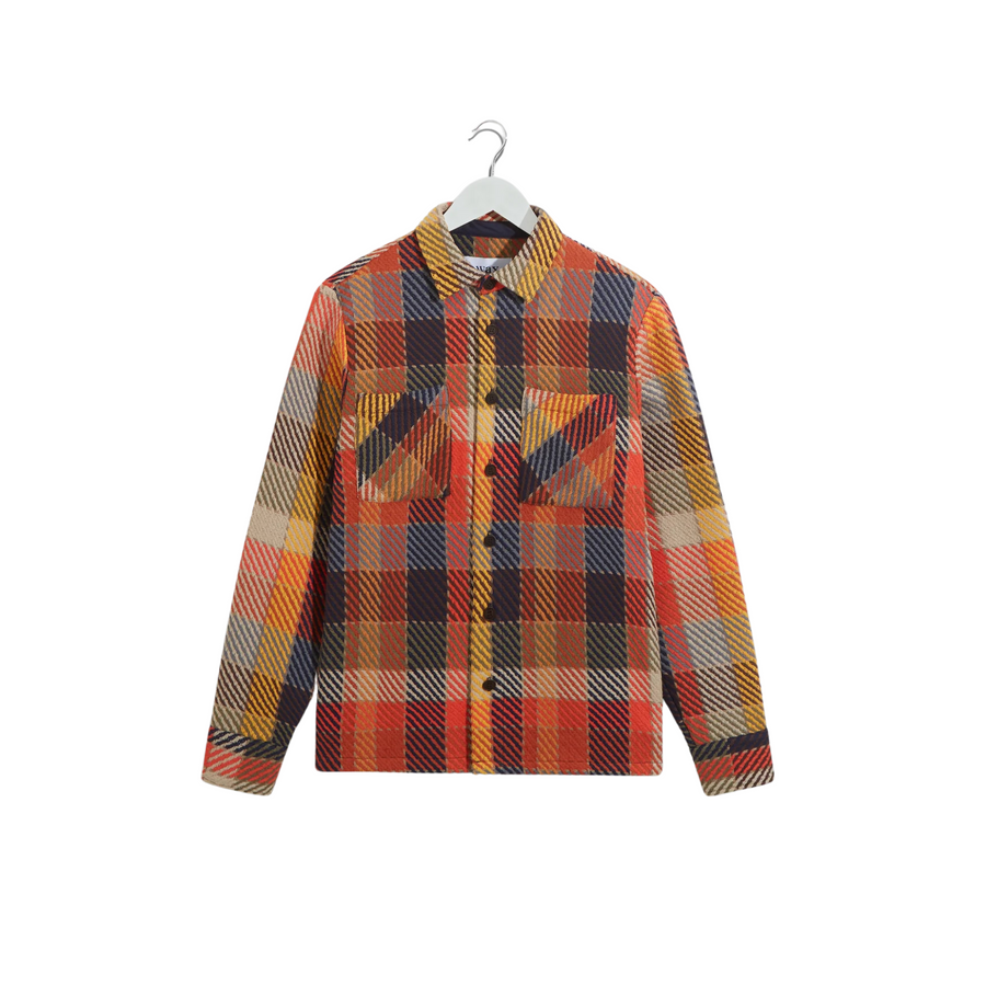 Wax London • Whiting Overshirt • Orange Pike Check