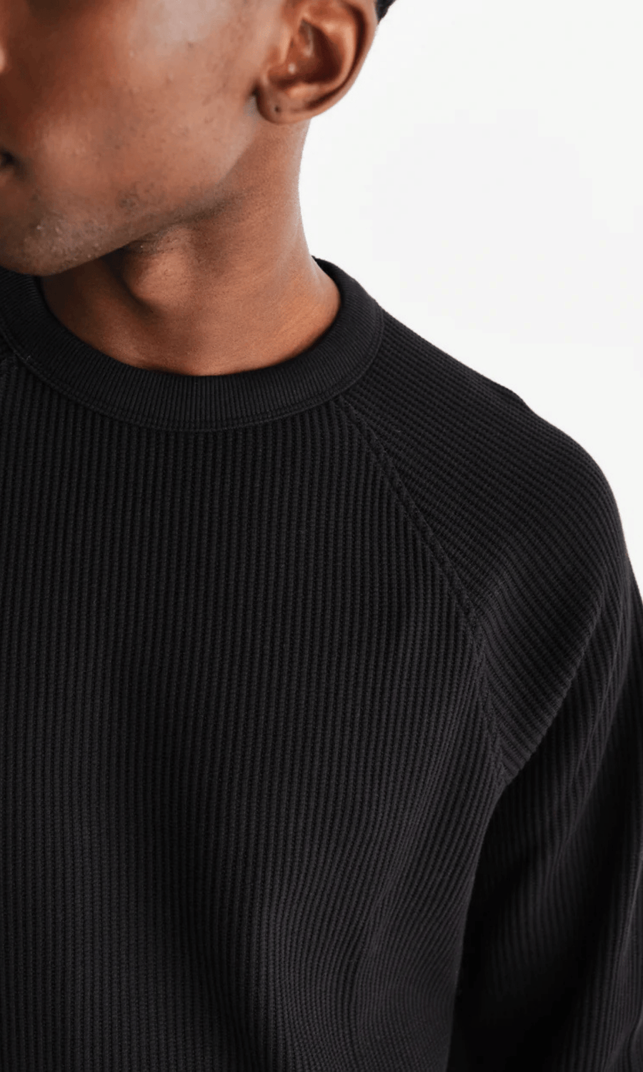 Wax London • Riley Crew Tee • Black Waffle