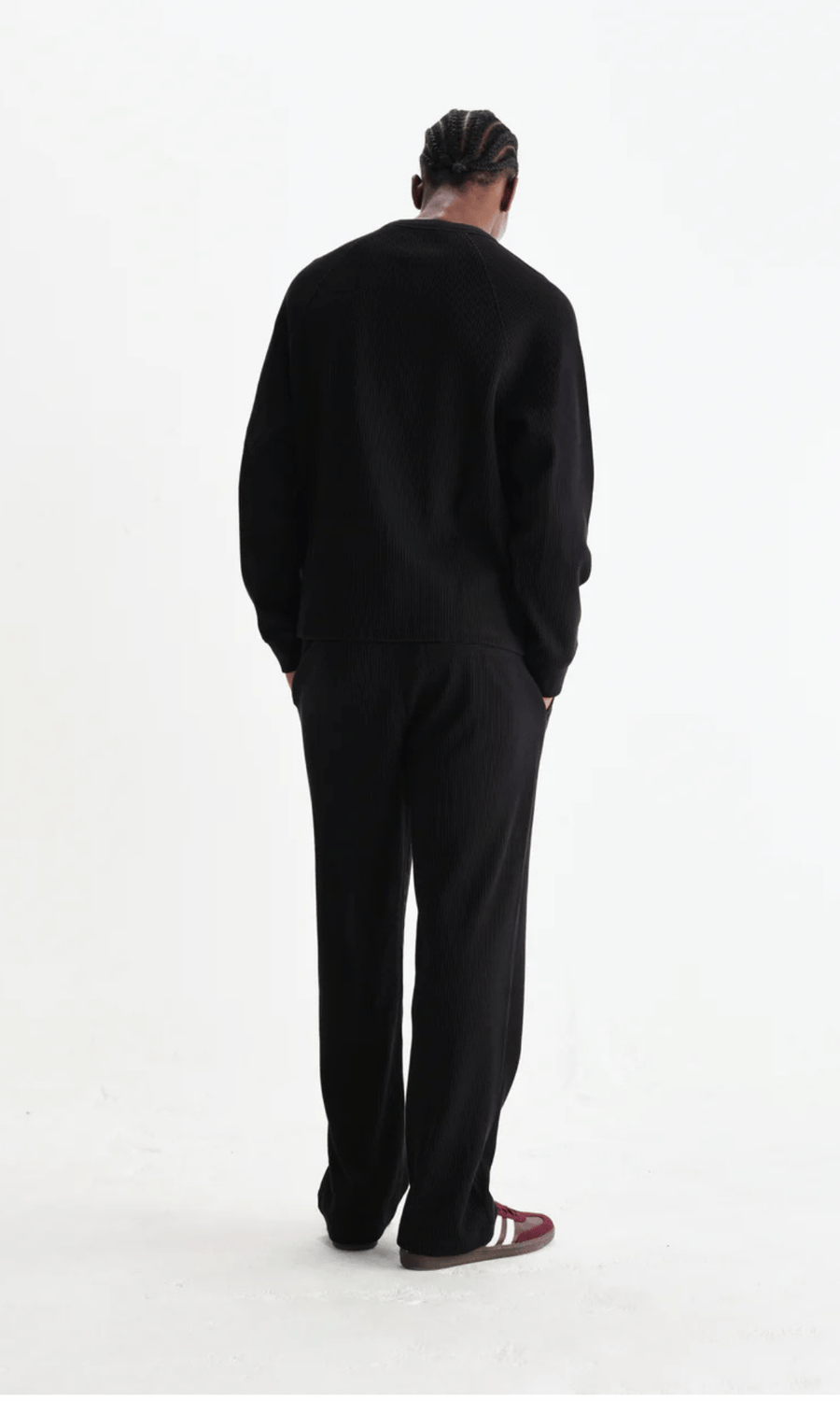 Wax London • Riley Crew Tee • Black Waffle