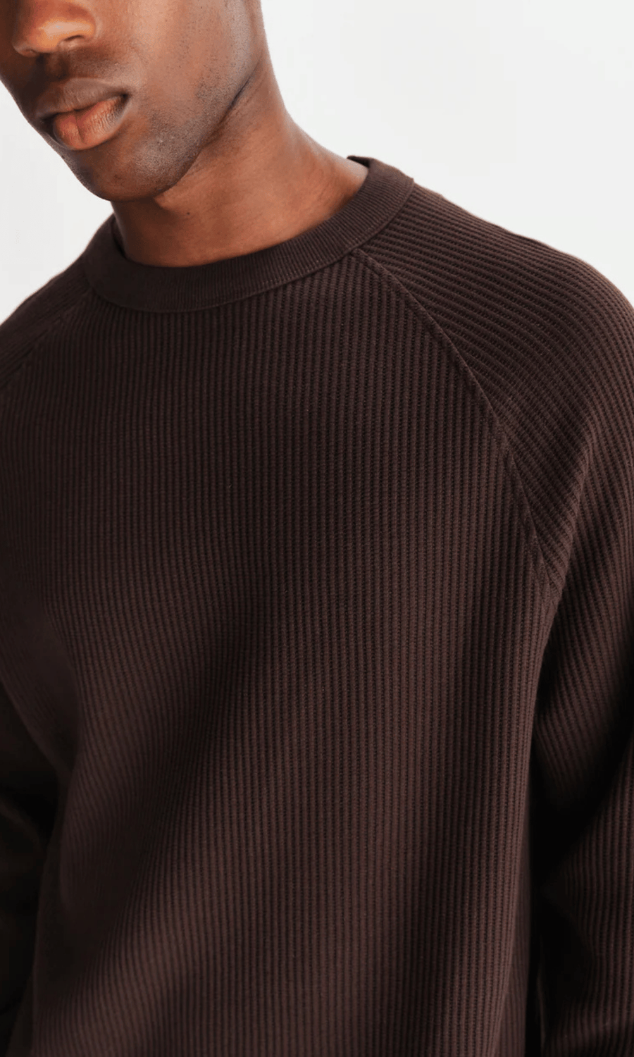 Wax London • Riley Crew Tee • Dark Brown Waffle