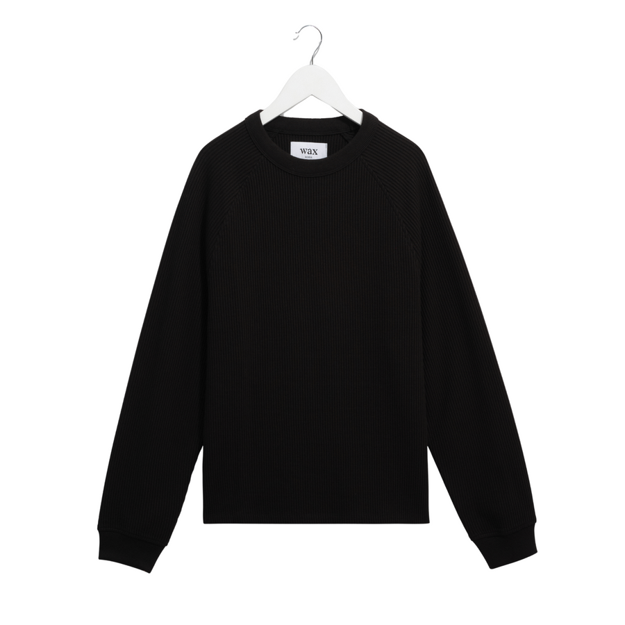 Wax London • Riley Crew Tee • Black Waffle