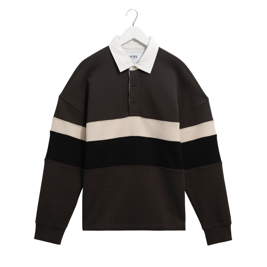 Wax London • Rowhill Rugby Shirt • Brown/Black