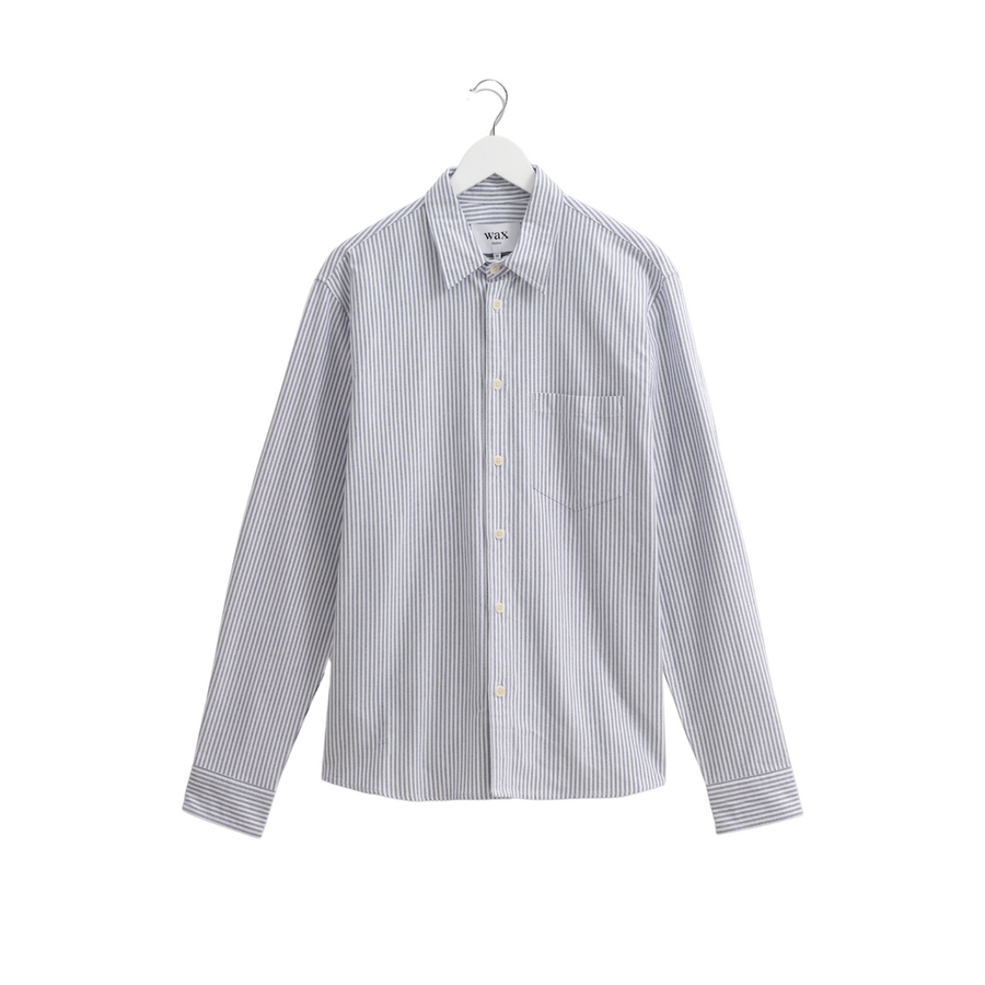 Wax London • Shelly Shirt • Blue Brushed Oxford Stripe