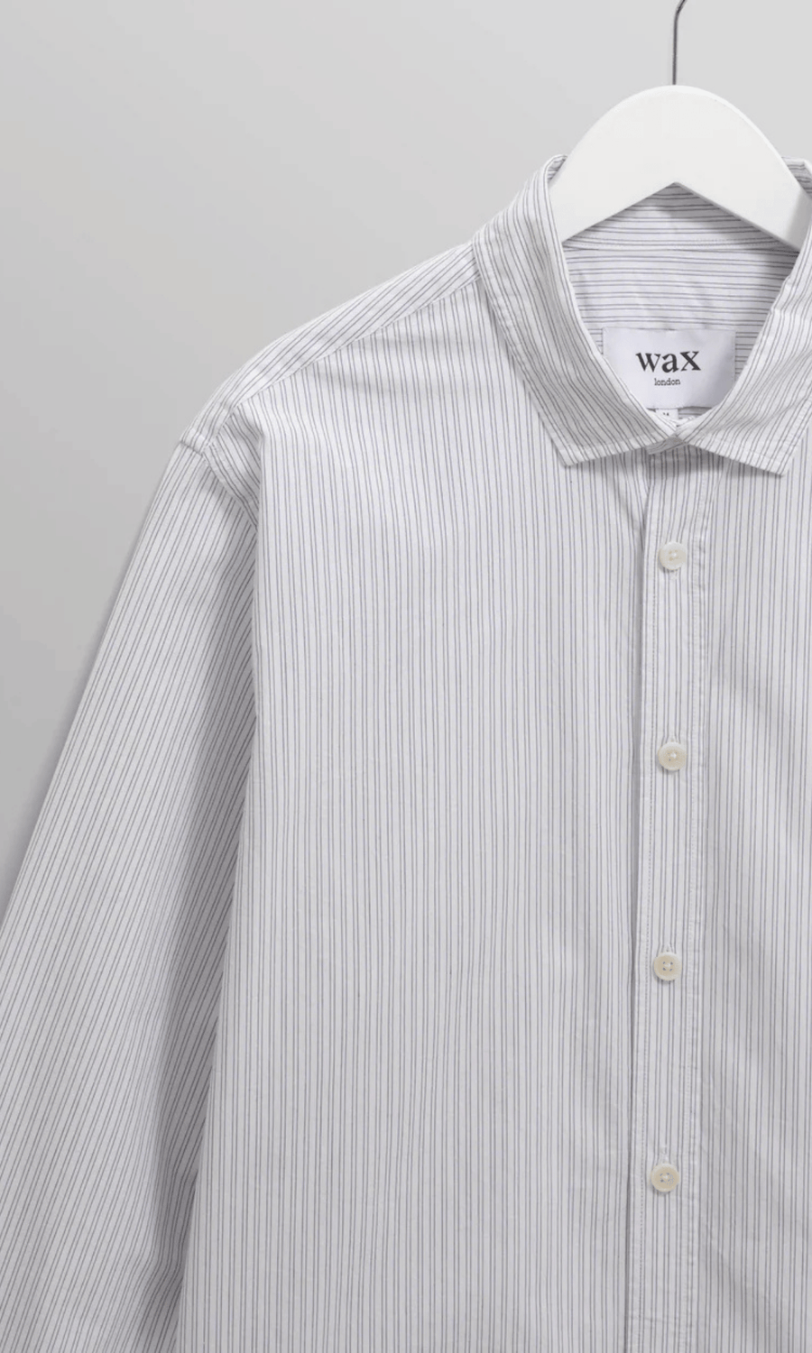 Wax London • Shelly Shirt • Ecru/Blue Poplin Fine Stripe