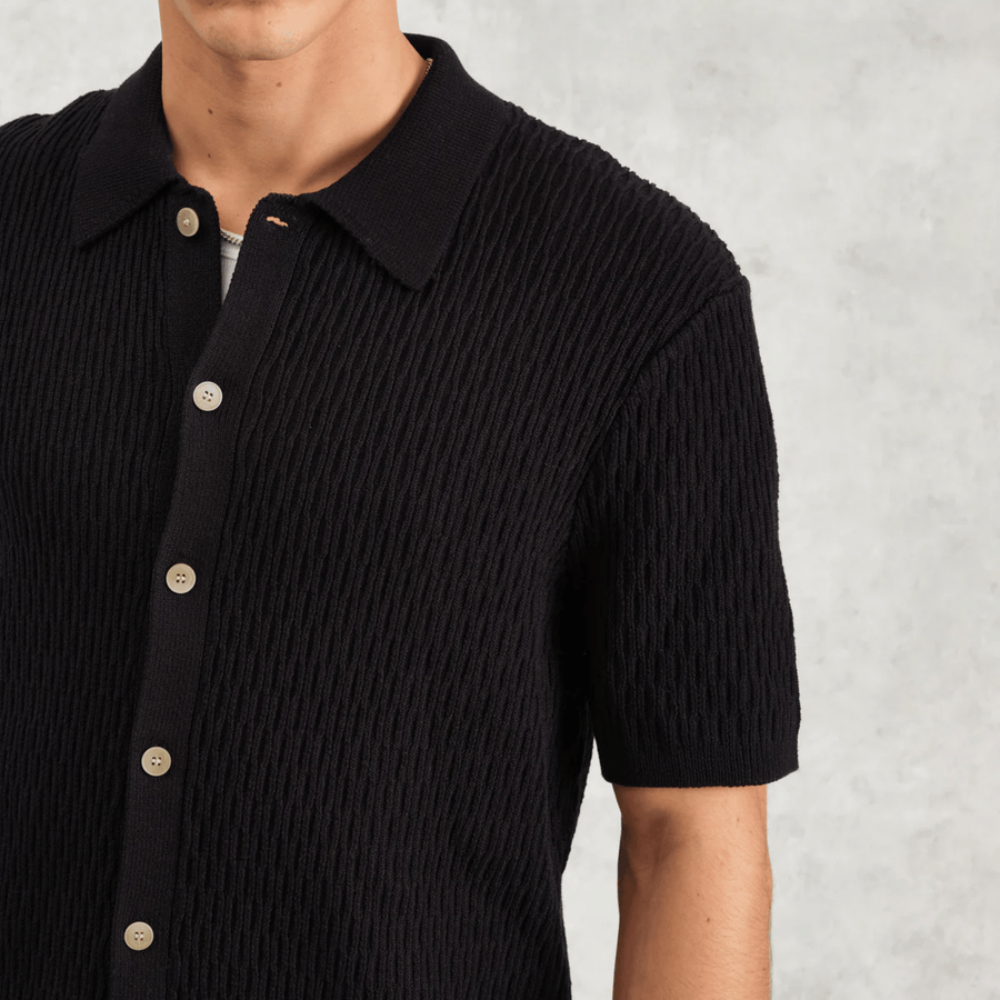 Wax London • Tellaro Shirt • Navy Honeycomb Cable