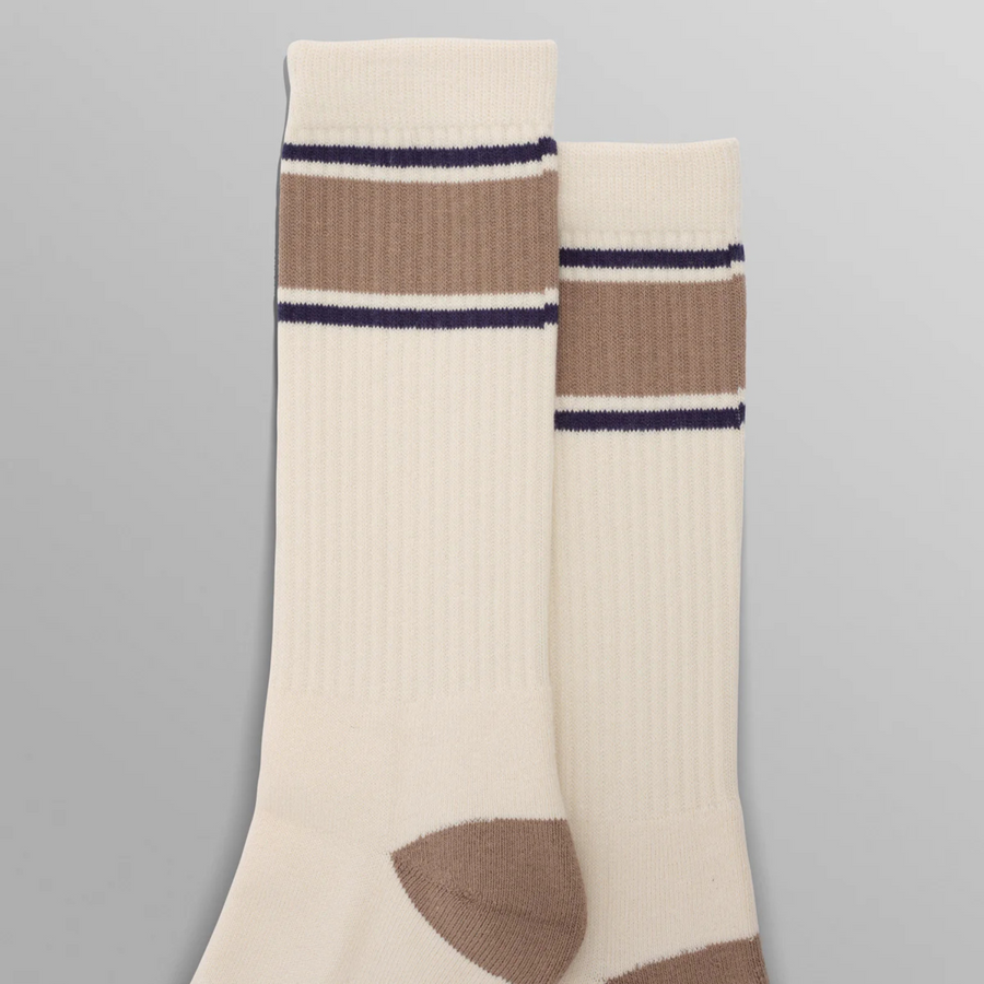 Wax London • Thorpe Sports Socks • Ecru/Beige Running Stripe