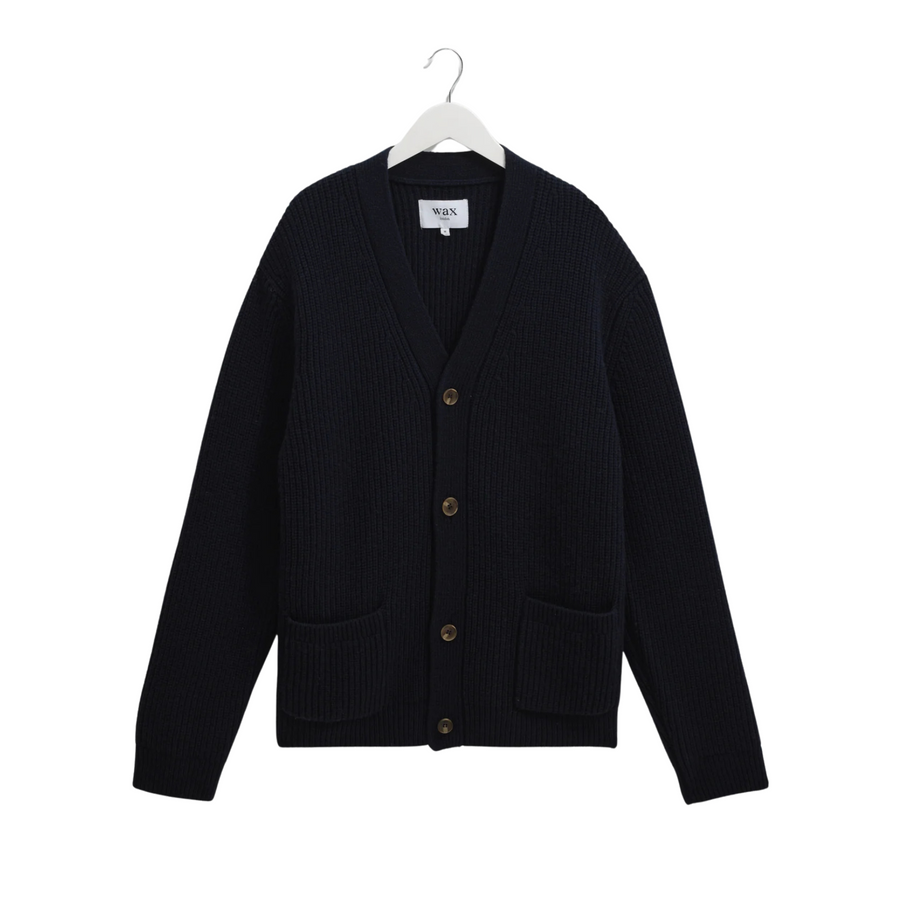 Wax London • Walker Cardigan • Navy Rib Stitch