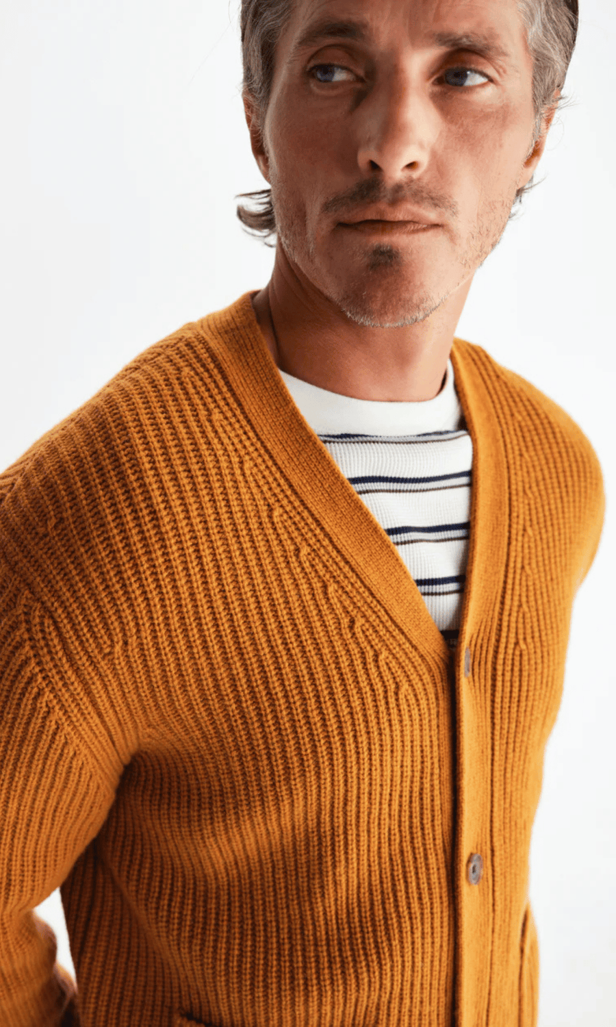 Wax London • Walker Cardigan • Ochre Rib Stitch