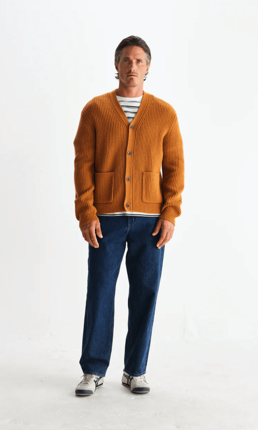 Wax London • Walker Cardigan • Ochre Rib Stitch