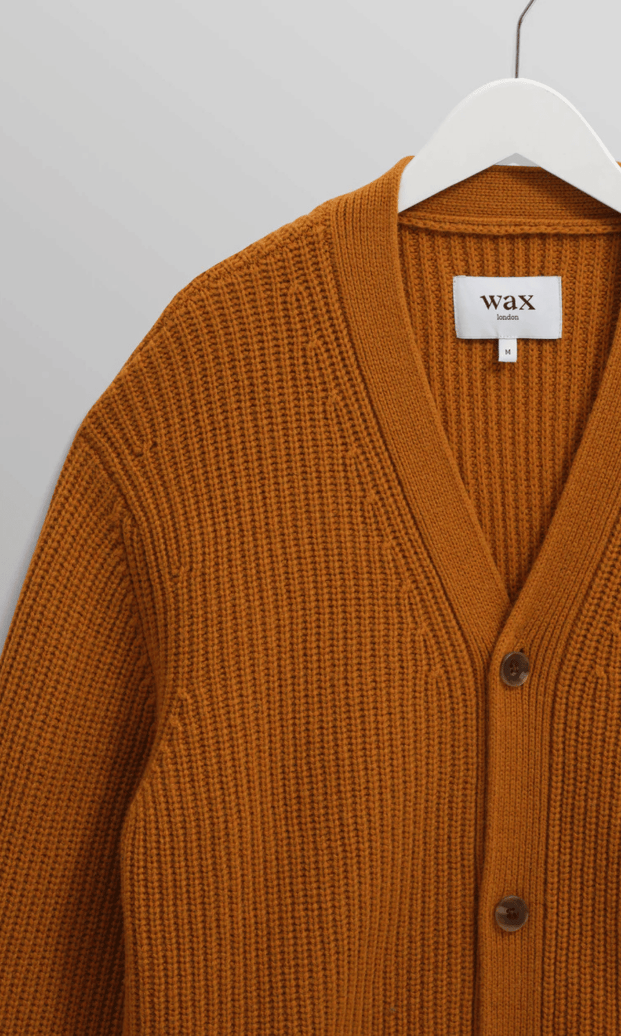 Wax London • Walker Cardigan • Ochre Rib Stitch