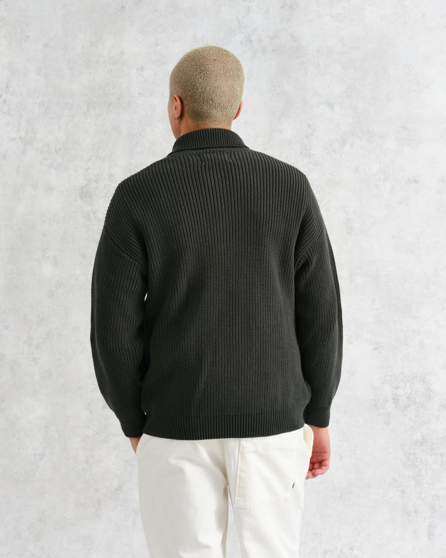 Wax London • Wester Cardigan • Green Washed Rib Stitch