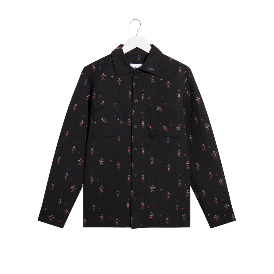 Wax London • Whiting Overshirt • Black Quilted Totem