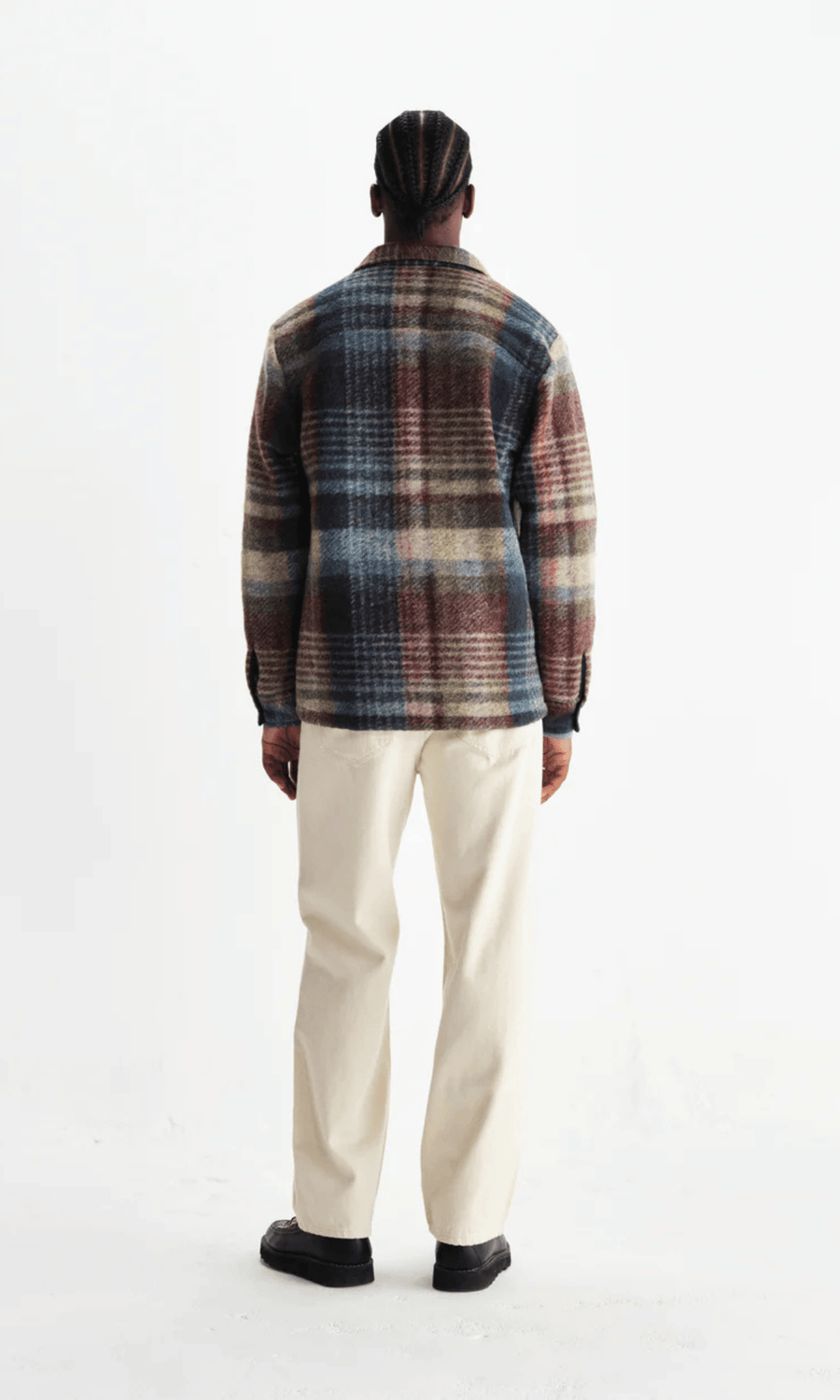 Wax London • Whiting Overshirt • Blue/Multi Wool Blend Check