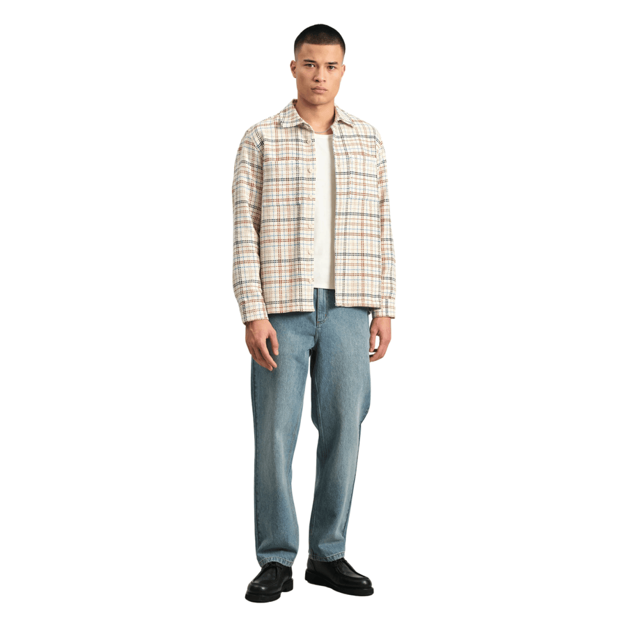 Wax London • Whiting Overshirt • Ecru/Multicolour Yard Check