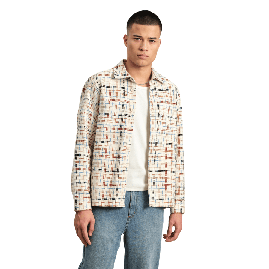 Wax London • Whiting Overshirt • Ecru/Multicolour Yard Check