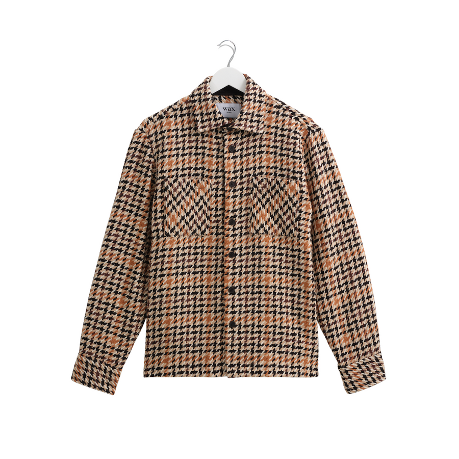 Wax London • Whiting Overshirt • Natural Houndstooth Weave