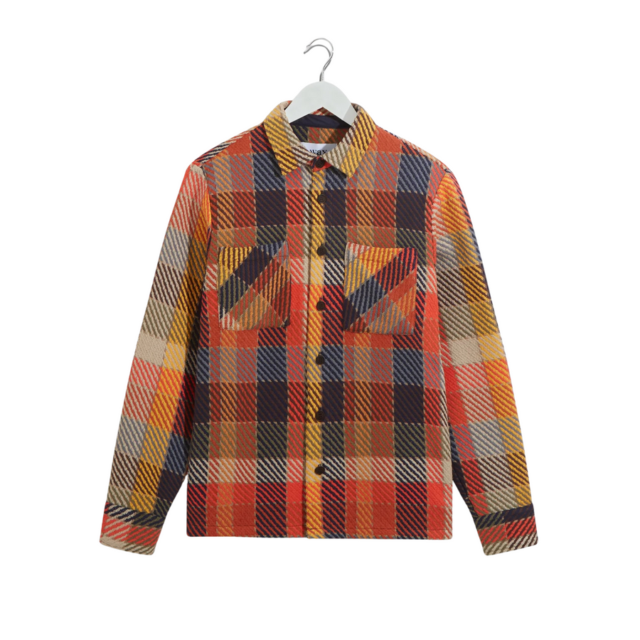 Wax London • Whiting Overshirt • Orange Multicolour Pike Check