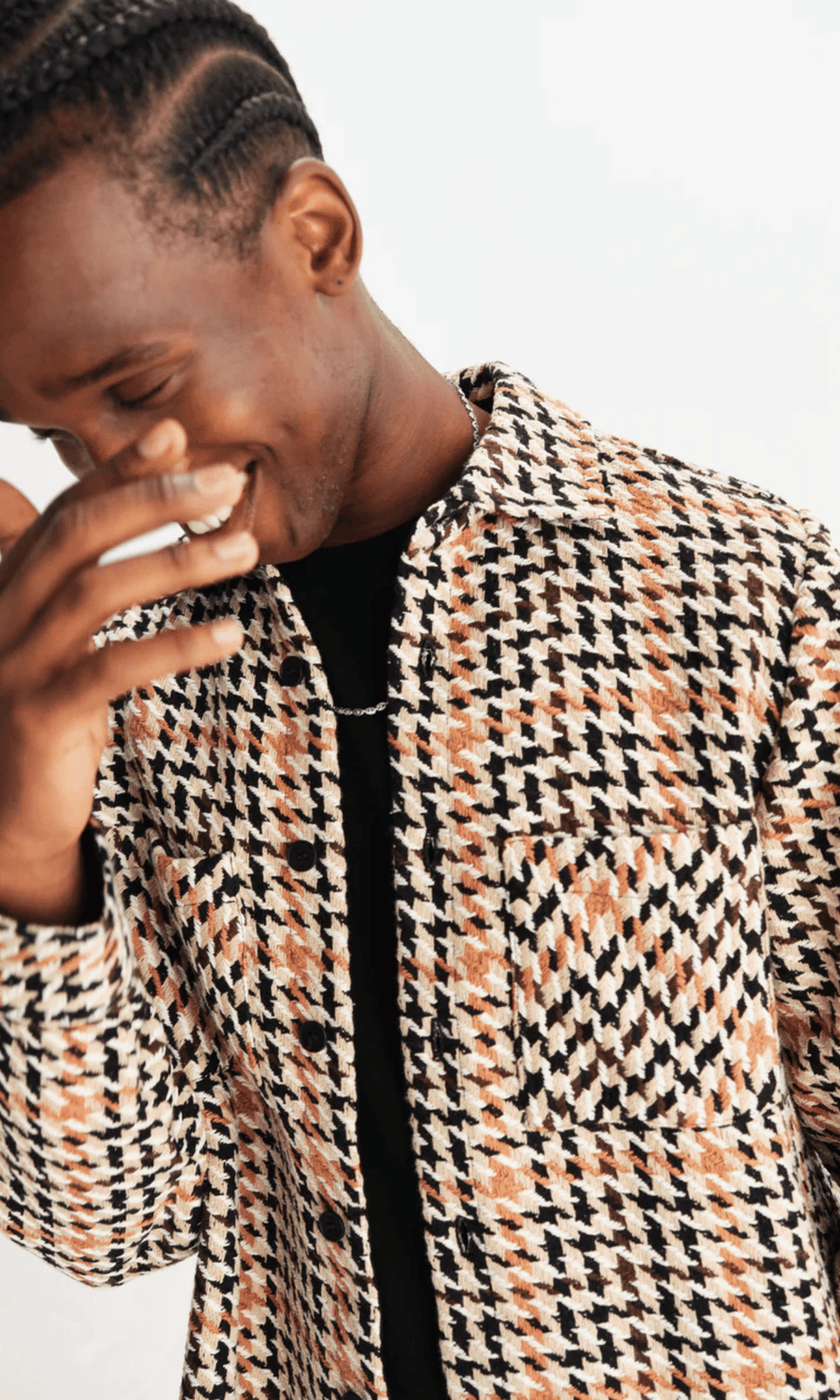 Wax London • Whiting Overshirt • Natural Houndstooth Weave