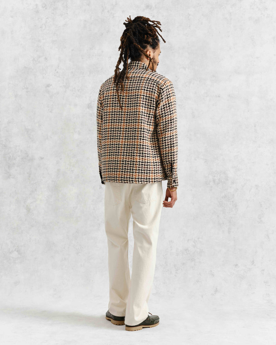 Wax London • Whiting Overshirt • Natural Houndstooth Weave