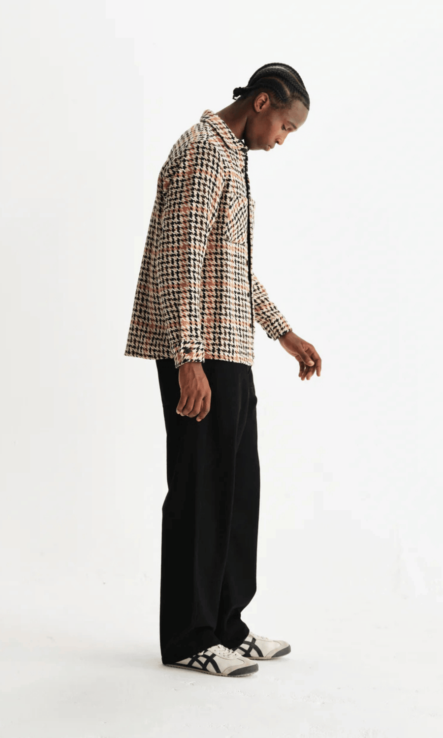 Wax London • Whiting Overshirt • Natural Houndstooth Weave