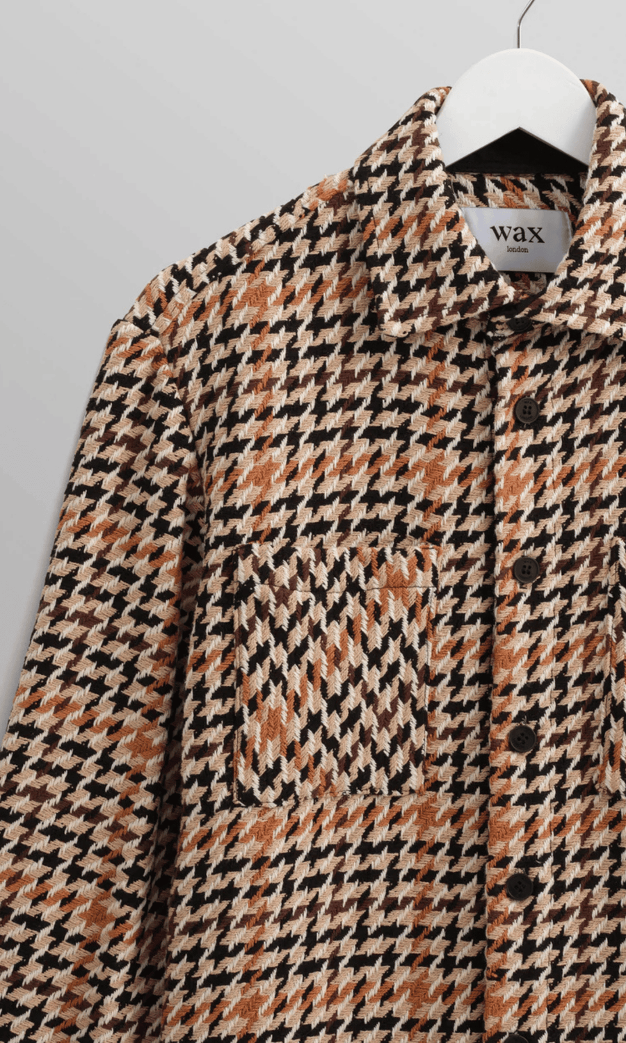 Wax London • Whiting Overshirt • Natural Houndstooth Weave
