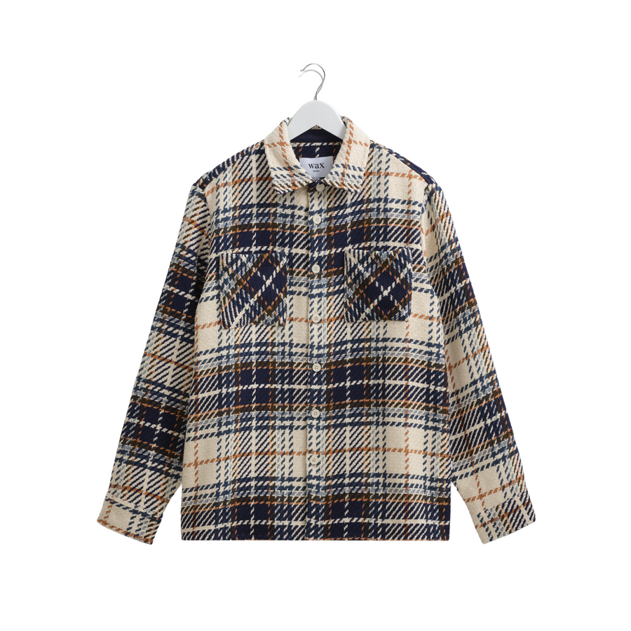 Wax London • Whiting Overshirt • Navy/Multi Charlton Check