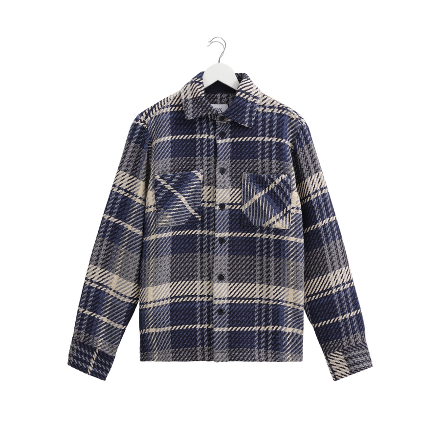 Wax London • Whiting Overshirt • Navy Spear Check