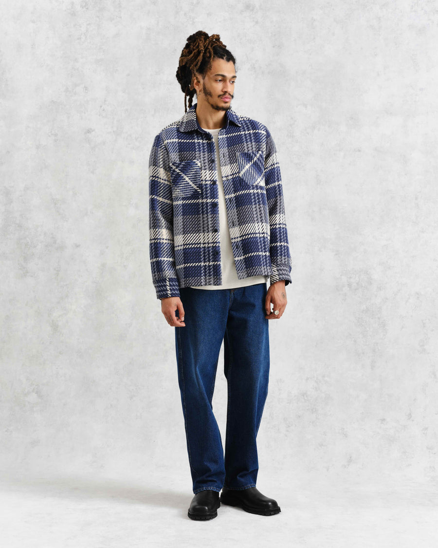 Wax London • Whiting Overshirt • Navy Spear Check