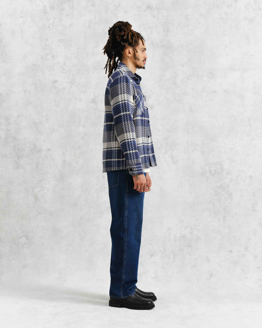 Wax London • Whiting Overshirt • Navy Spear Check