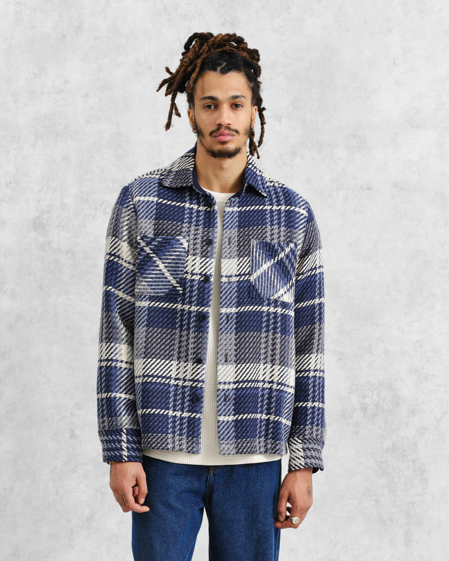 Wax London • Whiting Overshirt • Navy Spear Check