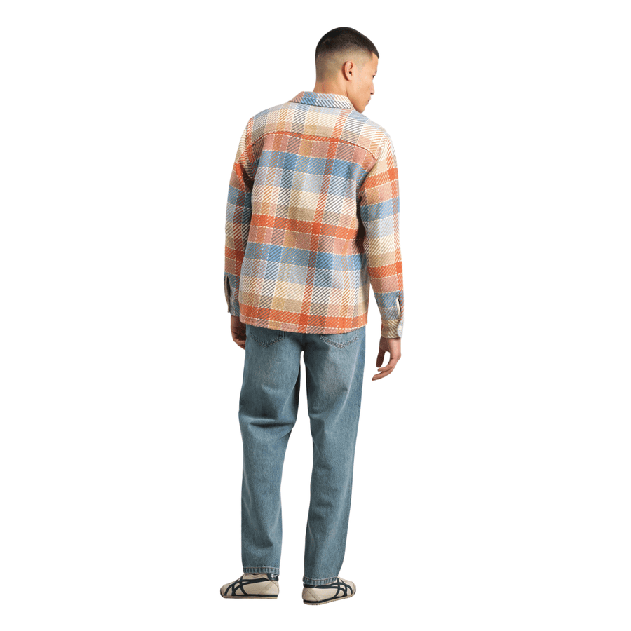 Wax London • Whiting Overshirt • Orange/Blue Pike Check