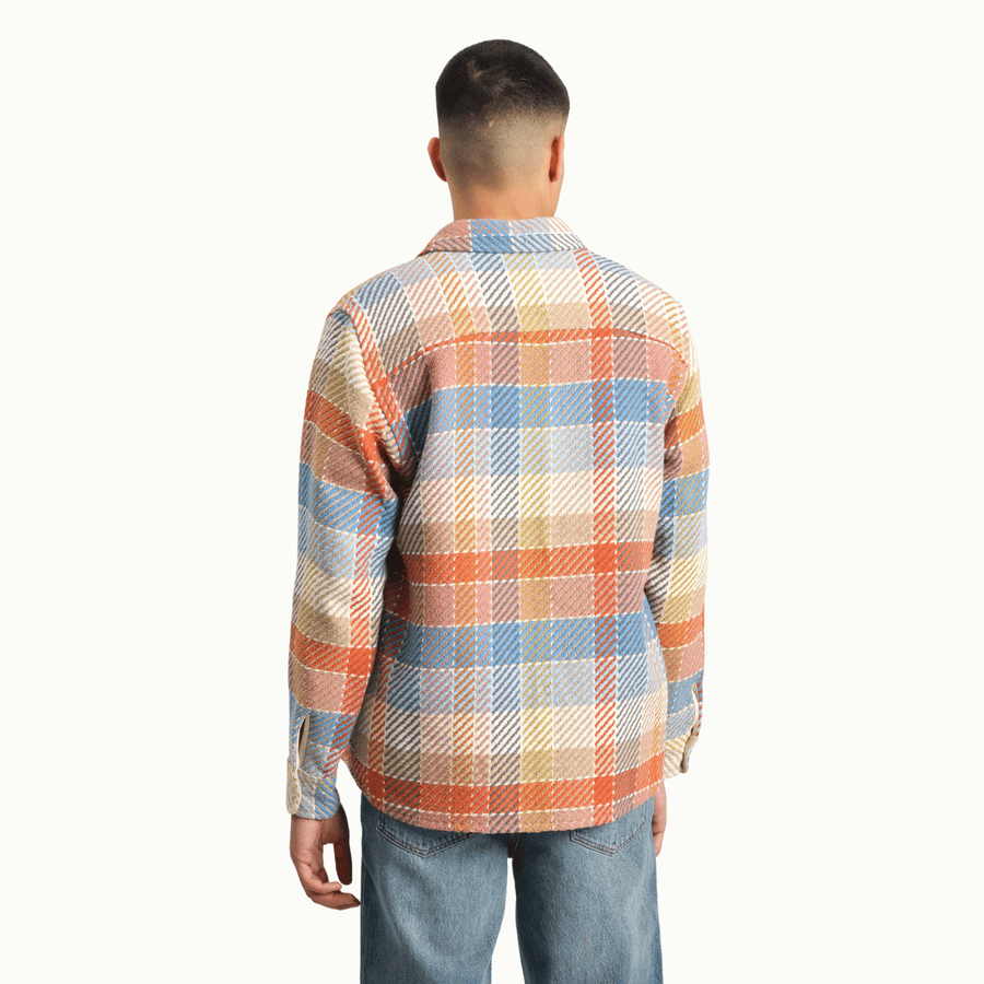 Wax London • Whiting Overshirt • Orange/Blue Pike Check