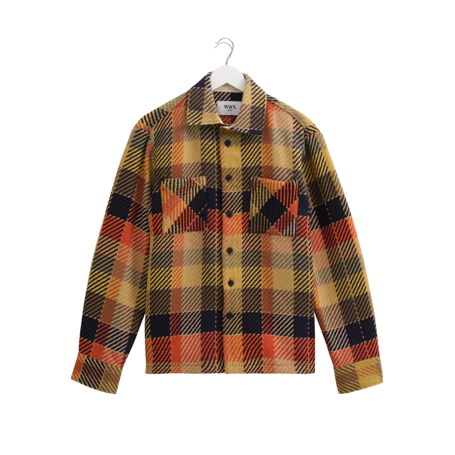 Wax London • Whiting Overshirt • Orange/Multi Pike Check