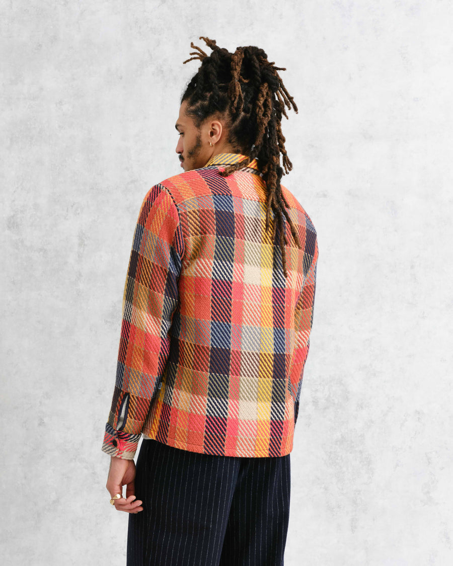 Wax London • Whiting Overshirt • Orange/Multi Pike Check