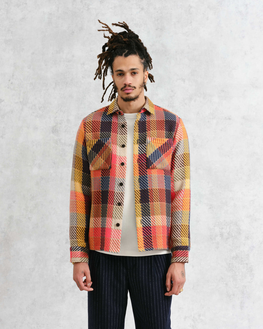 Wax London • Whiting Overshirt • Orange/Multi Pike Check