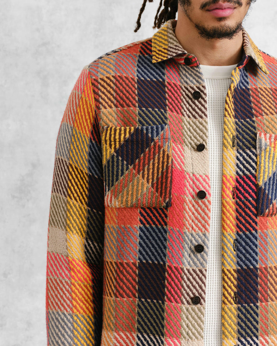 Wax London • Whiting Overshirt • Orange/Multi Pike Check