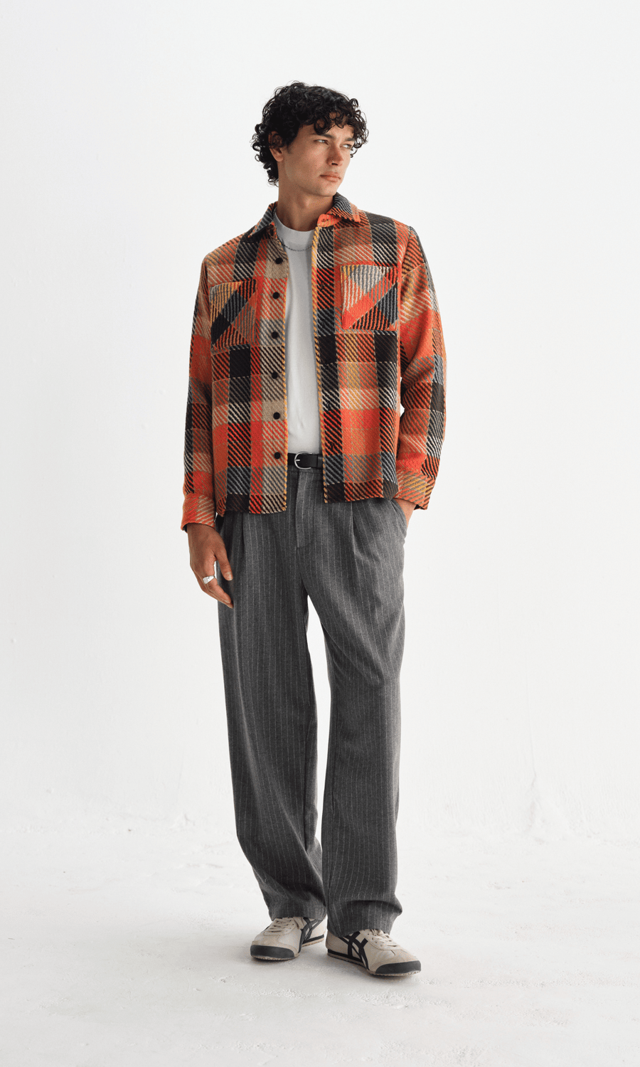 Wax London • Whiting Overshirt • Orange Multicolour Pike Check