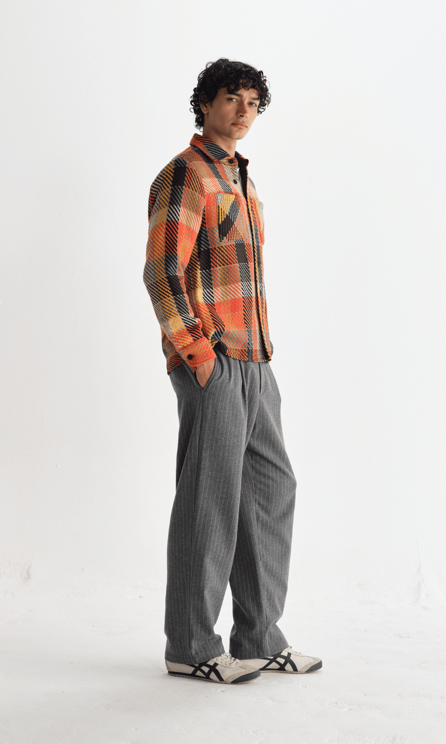 Wax London • Whiting Overshirt • Orange Multicolour Pike Check