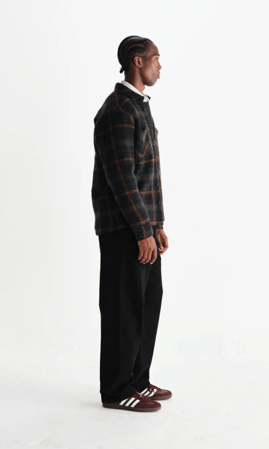 Wax London • Whiting Overshirt • Teal/Orange Drawn Check