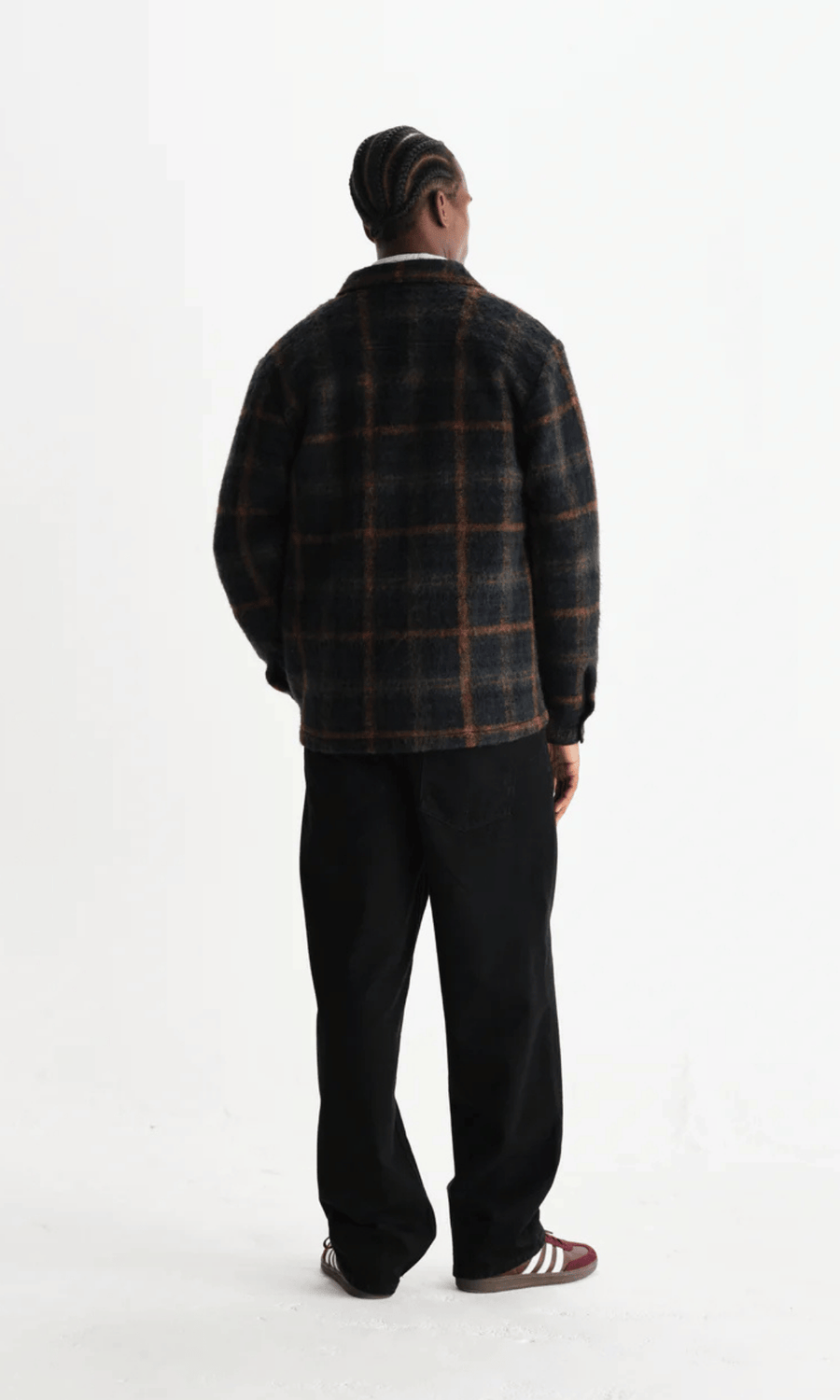 Wax London • Whiting Overshirt • Teal/Orange Drawn Check