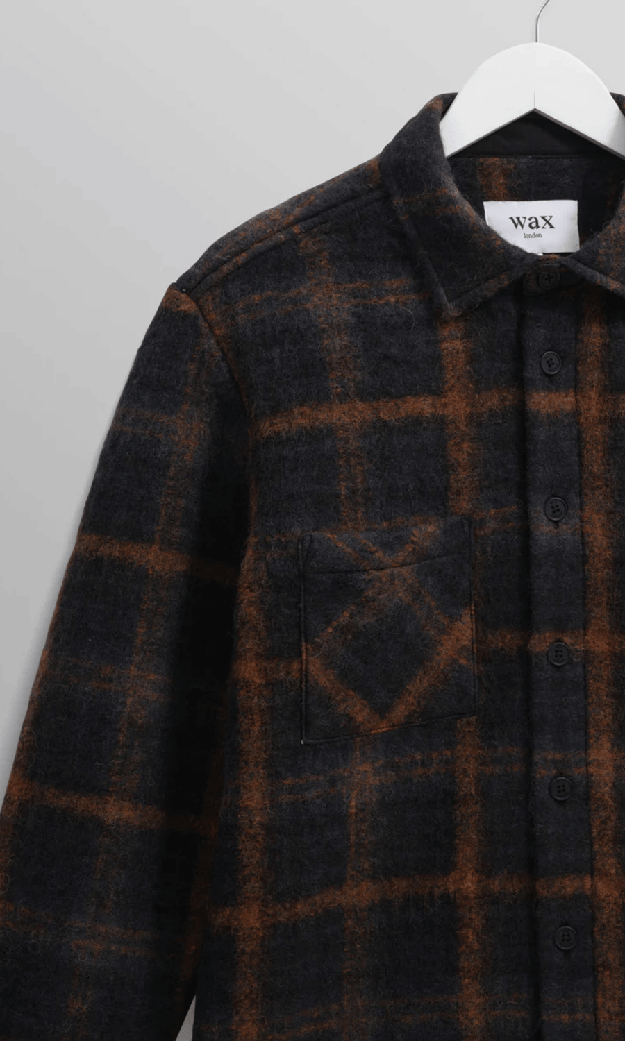 Wax London • Whiting Overshirt • Teal/Orange Drawn Check